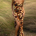 Arizona Maxi Dress in giraffe print with cowl neckline and spaghetti straps — Rat & Boa | Endless UAE