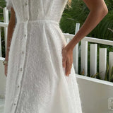 Sequin Button Front Midi Dress