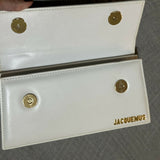 White leather shoulder bag with gold Jacquemus logo — Jacquemus | Endless UAE