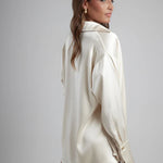 Cream oversized shirt with draped back detail — By Keara | Endless UAE