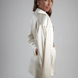 Cream oversized shirt with draped back detail — By Keara | Endless UAE