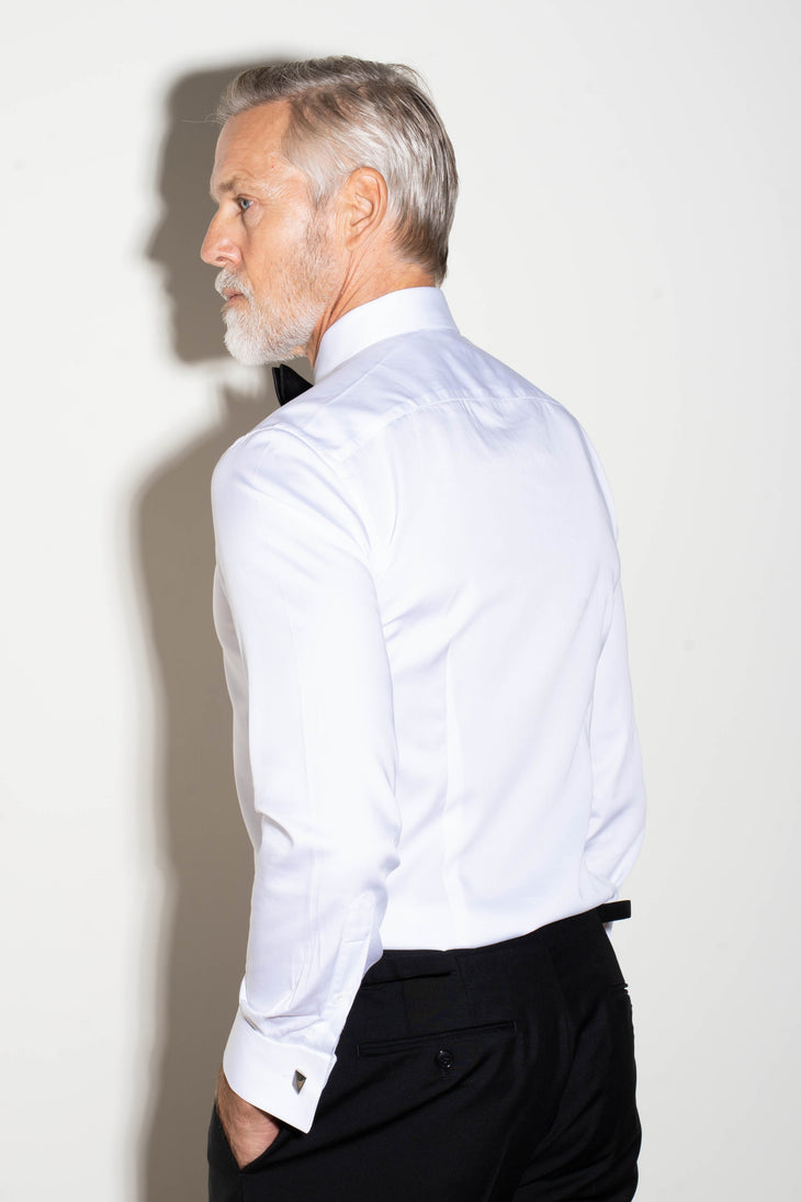 White tuxedo shirt with black bow tie and formal trousers — Endless | Endless UAE