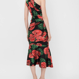 Elegant Floral Silk Draped Dress - Endless - UAE Rental and Resale for Women's Fashion