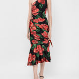 Elegant Floral Silk Draped Dress - Endless - UAE Rental and Resale for Women's Fashion