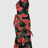Elegant Floral Silk Draped Dress - Endless - UAE Rental and Resale for Women's Fashion