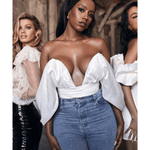 Elisetta Ivory Satin Plunge Off Shoulder Bustier - Endless - UAE Rental and Resale for Women's Fashion