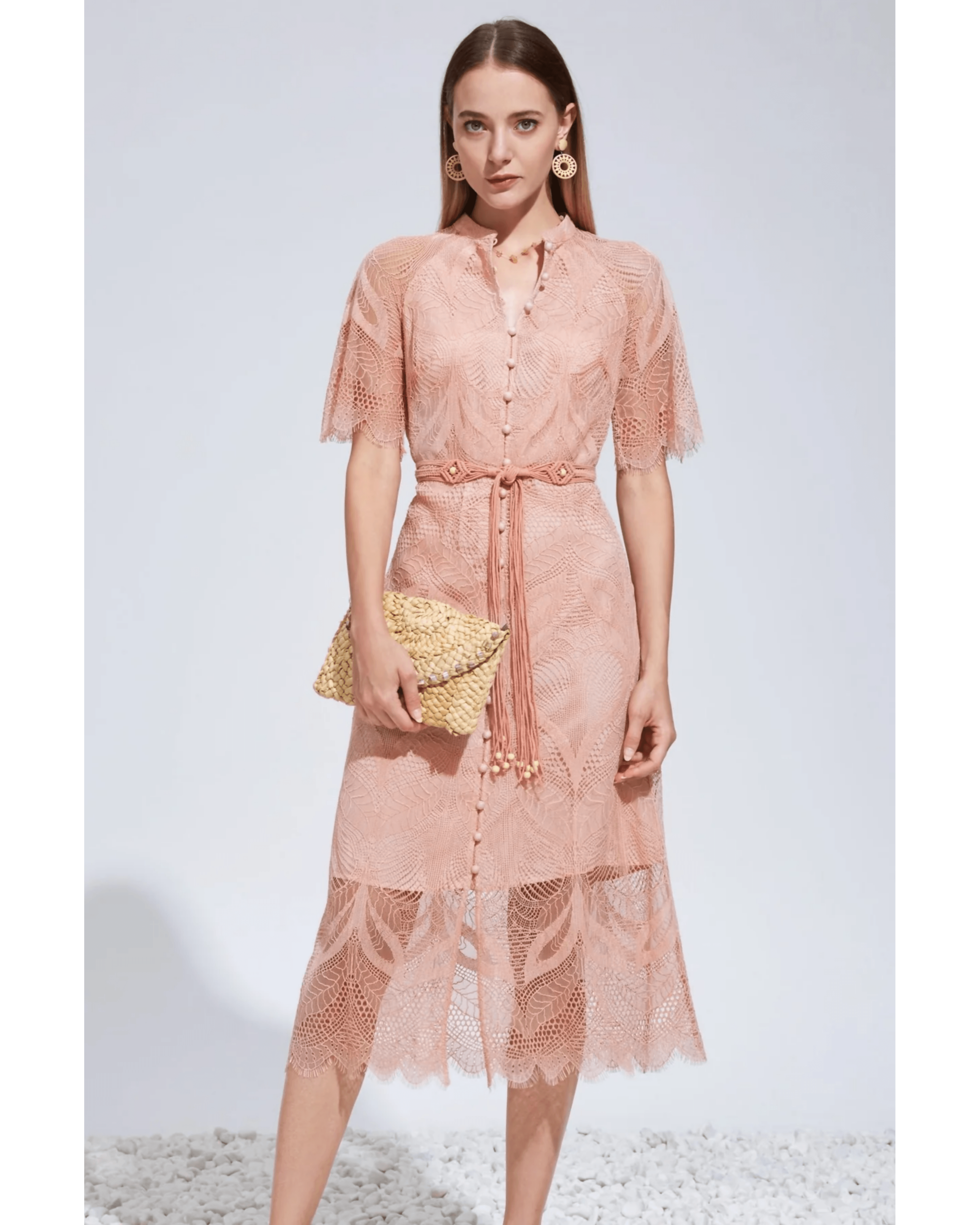 Ella Lace Midi Dress - Endless - UAE Rental and Resale for Women's Fashion