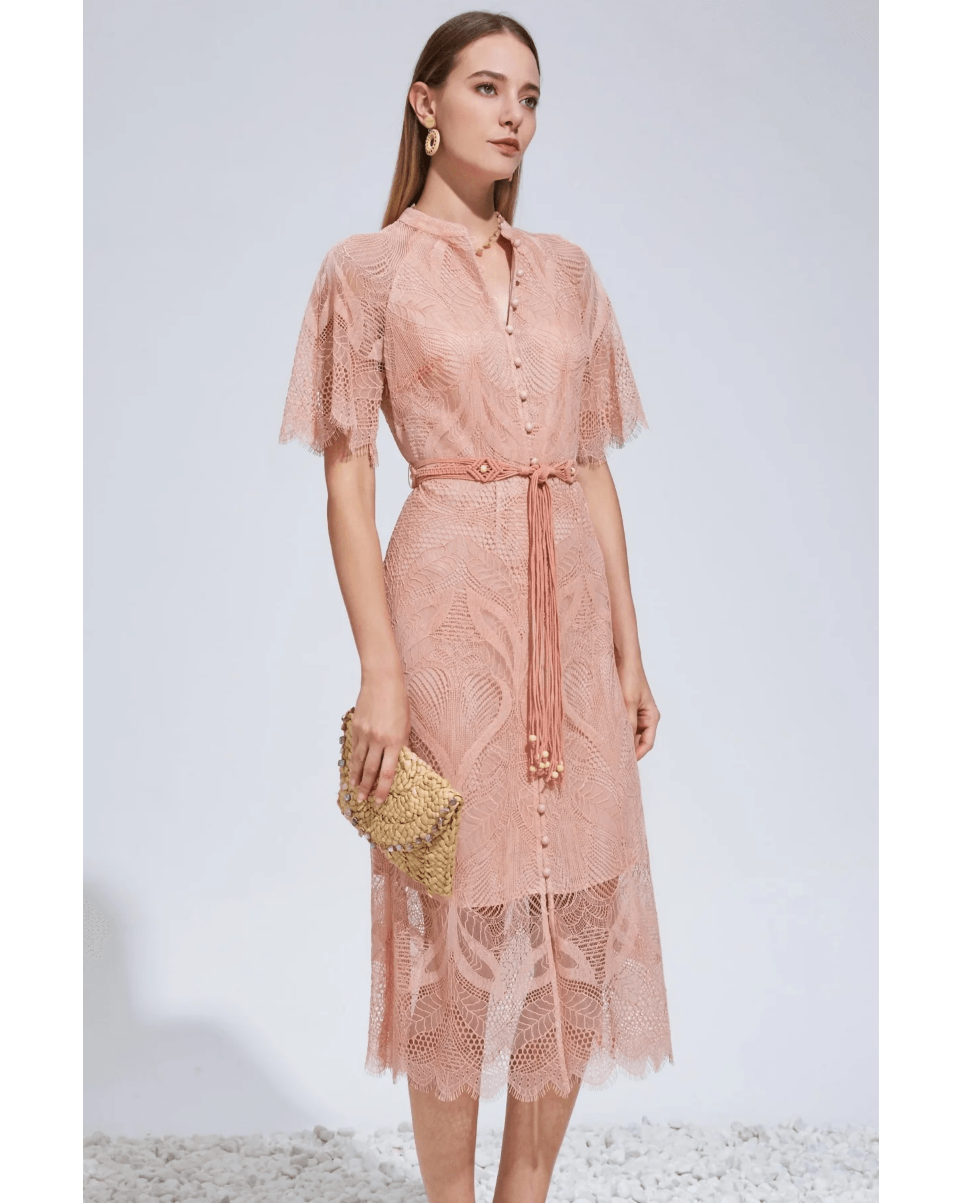 Ella Lace Midi Dress - Endless - UAE Rental and Resale for Women's Fashion
