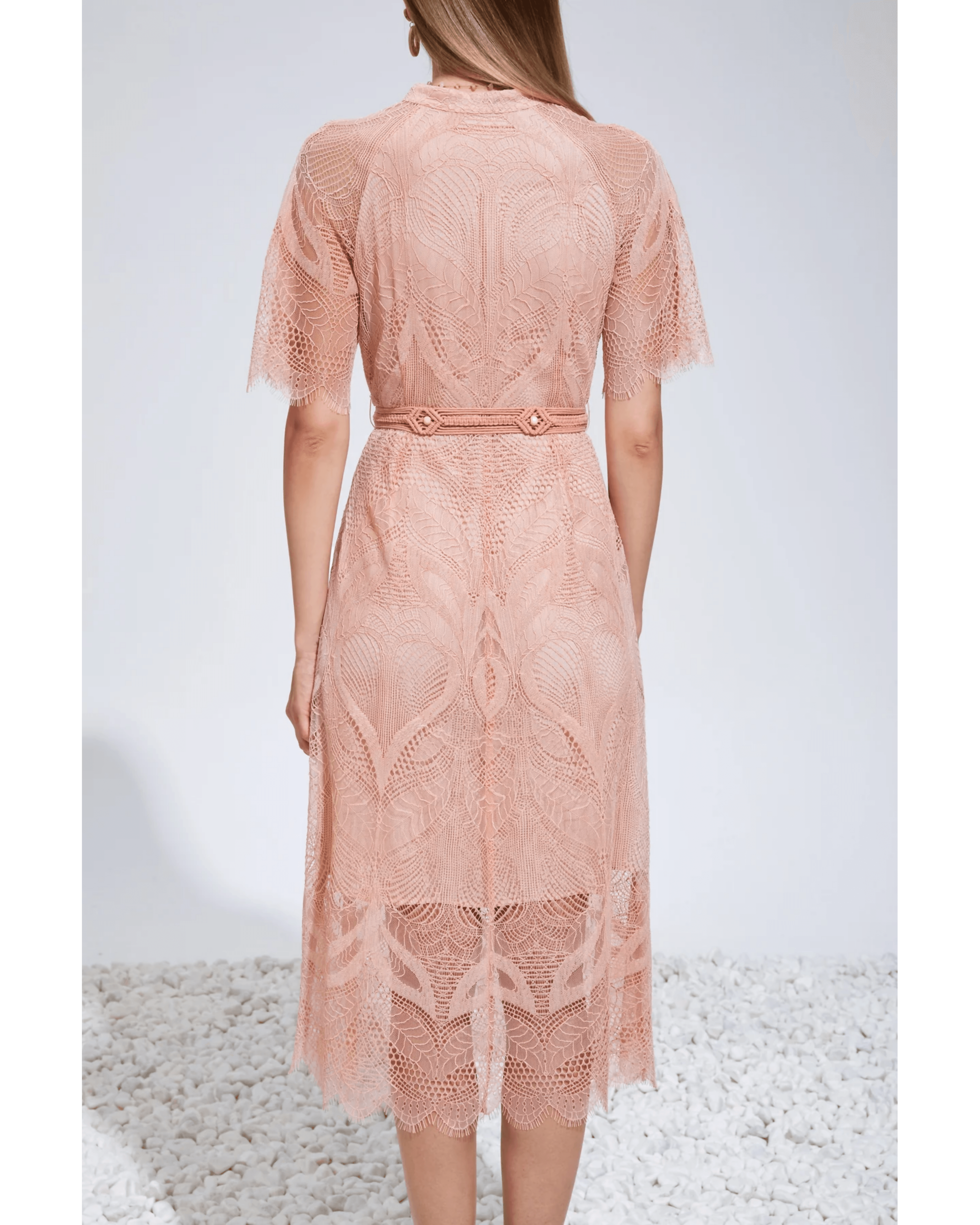 Ella Lace Midi Dress - Endless - UAE Rental and Resale for Women's Fashion