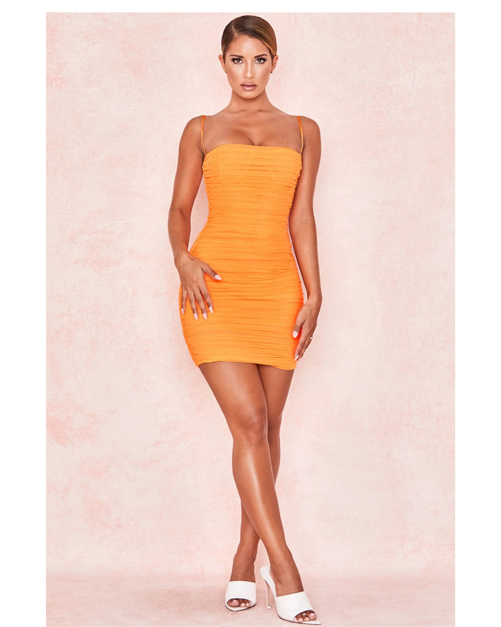 Ella Ruched Organza Mesh Mini Dress - Endless - UAE Rental and Resale for Women's Fashion