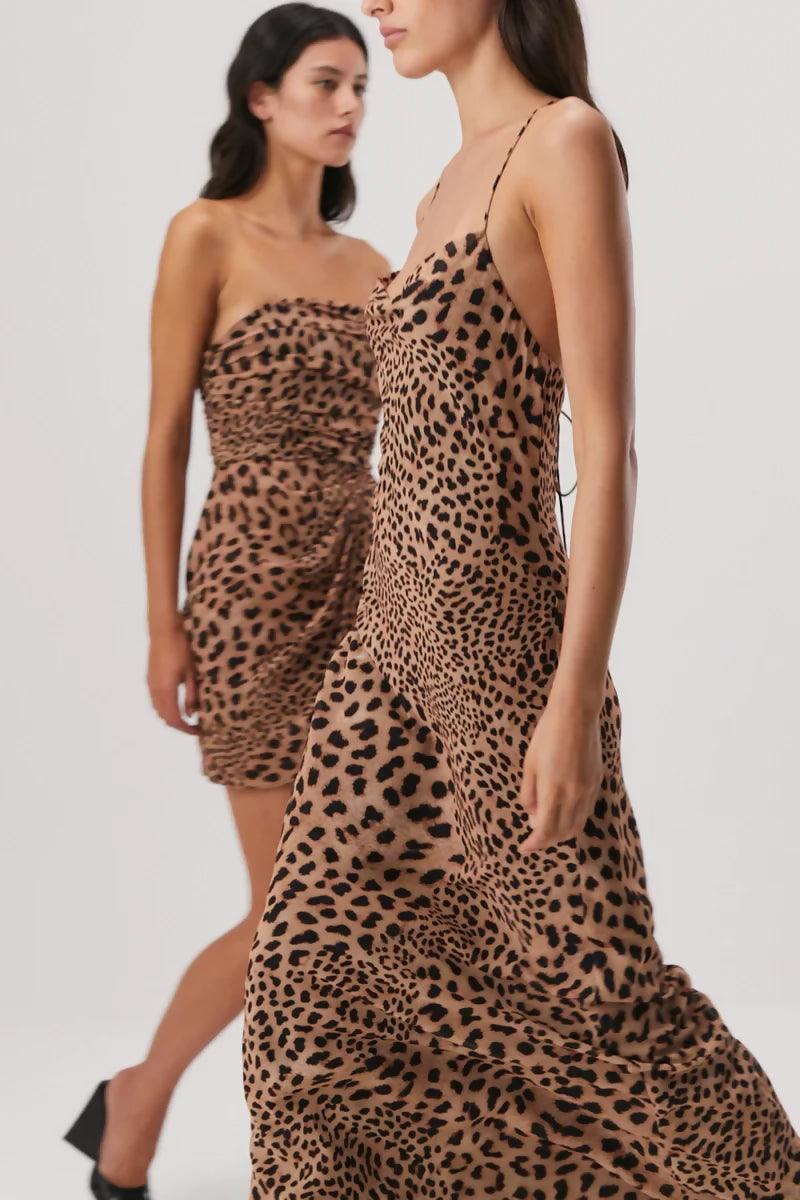 Elowen Georgette Maxi Dress in Sunset Safari Animal Print - Endless