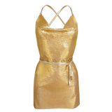Elysia Belted Dress Gold - Endless - UAE Rental and Resale for Women's Fashion