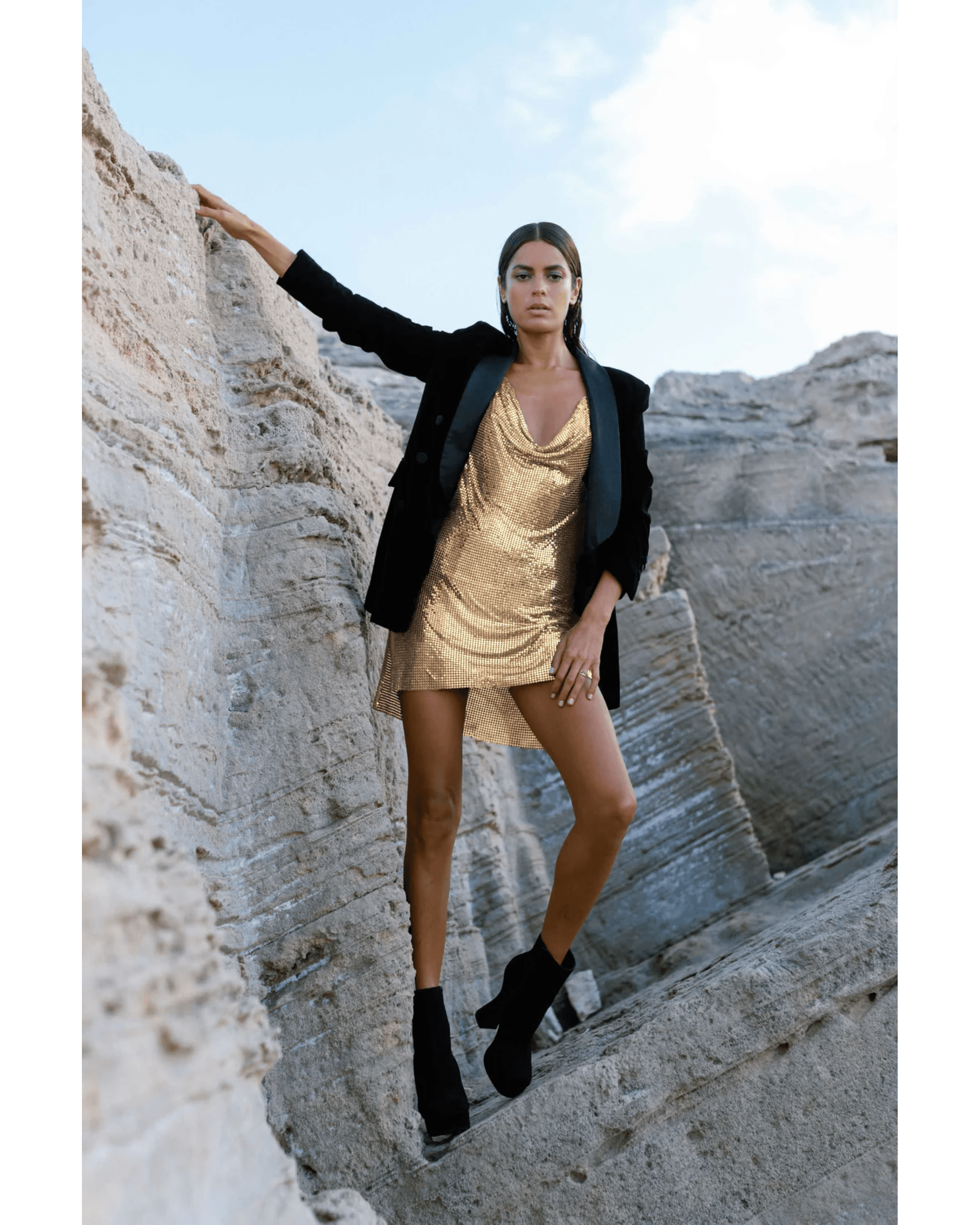Elysia Belted Dress Gold - Endless - UAE Rental and Resale for Women's Fashion