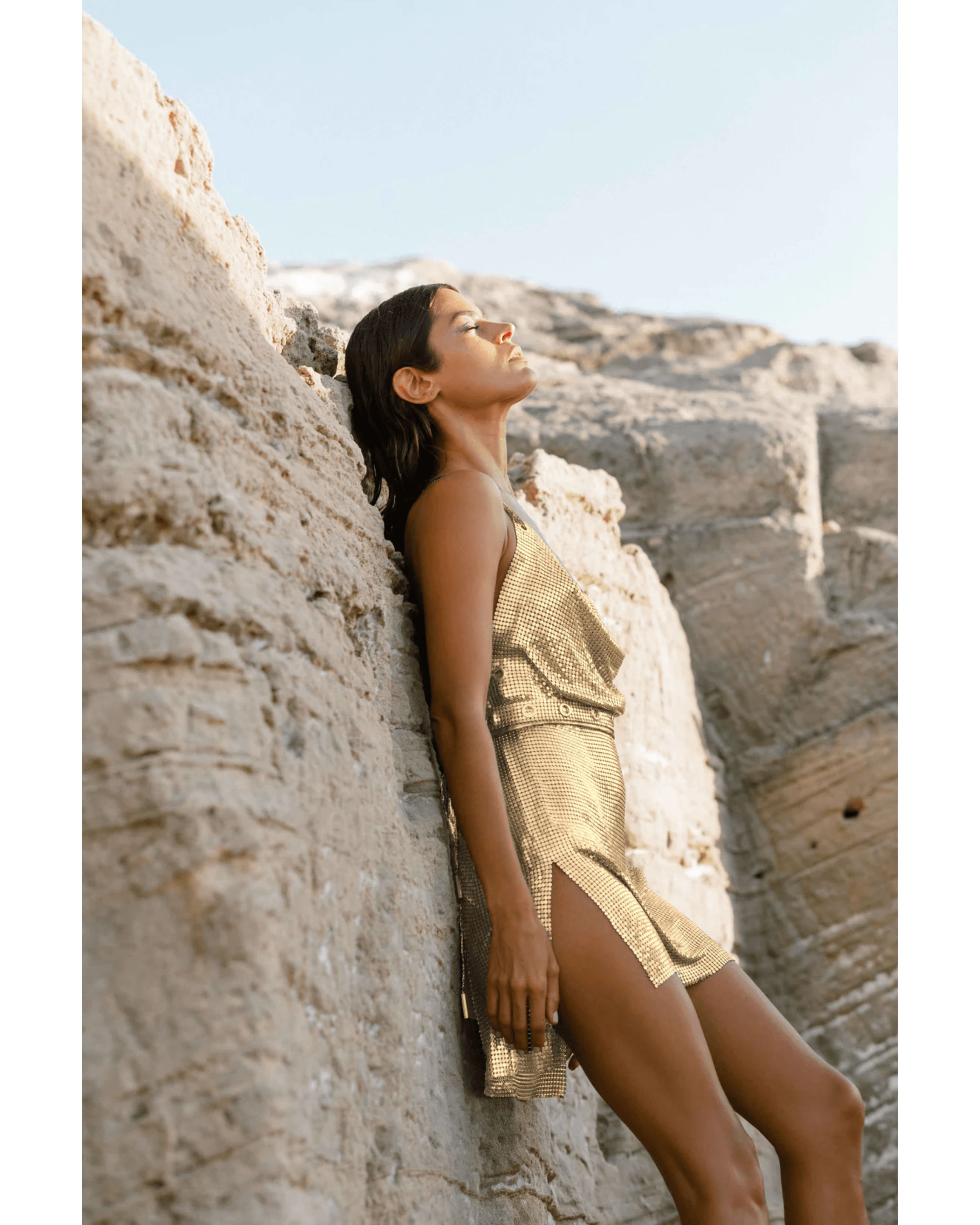 Elysia Belted Dress Gold - Endless - UAE Rental and Resale for Women's Fashion