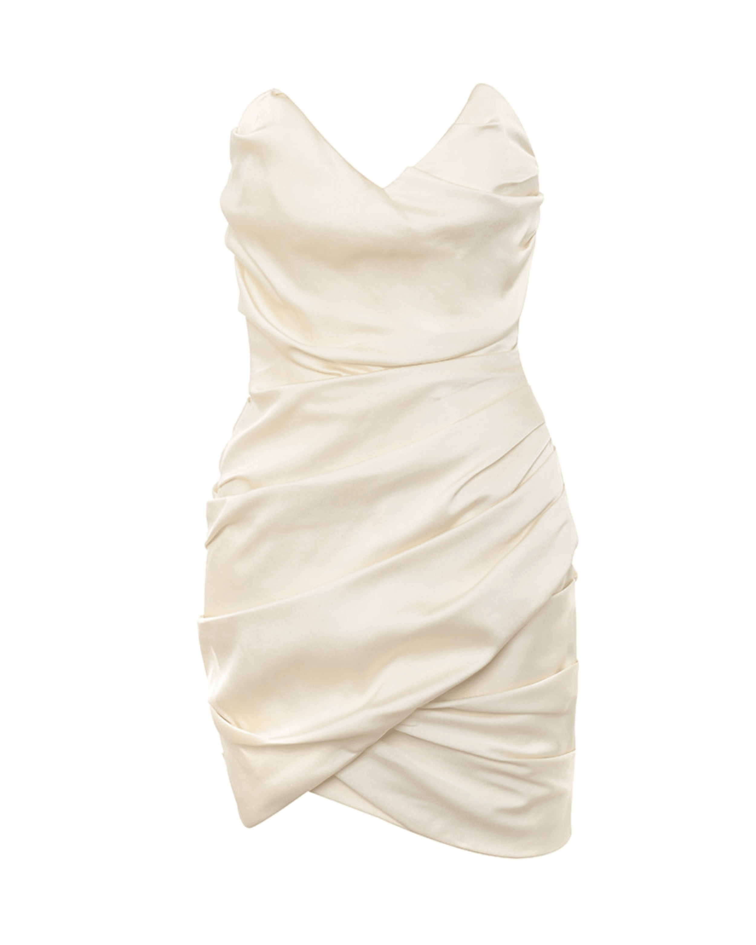 Emanuela Ivory Draped Ruched Mini Dress - Endless - UAE Rental and Resale for Women's Fashion