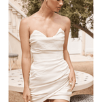 Emanuela Ivory Draped Ruched Mini Dress - Endless - UAE Rental and Resale for Women's Fashion