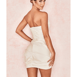 Emanuela Ivory Draped Ruched Mini Dress - Endless - UAE Rental and Resale for Women's Fashion