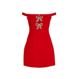 Embellished Bow-Detail Mini Dress - Endless - UAE Rental and Resale for Women's Fashion
