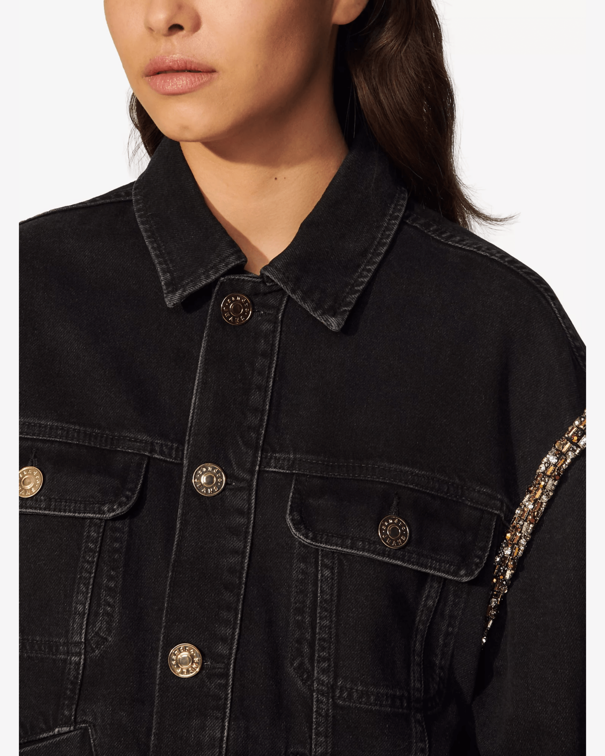 Embellished Denim Jacket - Endless - UAE Rental and Resale for Women's Fashion