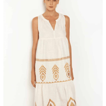 Embroidered Sleeveless Feather Dress White/Gold - Endless - UAE Rental and Resale for Women's Fashion