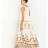 Embroidered Sleeveless Feather Dress White/Gold - Endless - UAE Rental and Resale for Women's Fashion