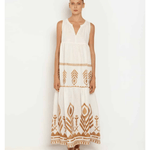 Embroidered Sleeveless Feather Dress White/Gold - Endless - UAE Rental and Resale for Women's Fashion