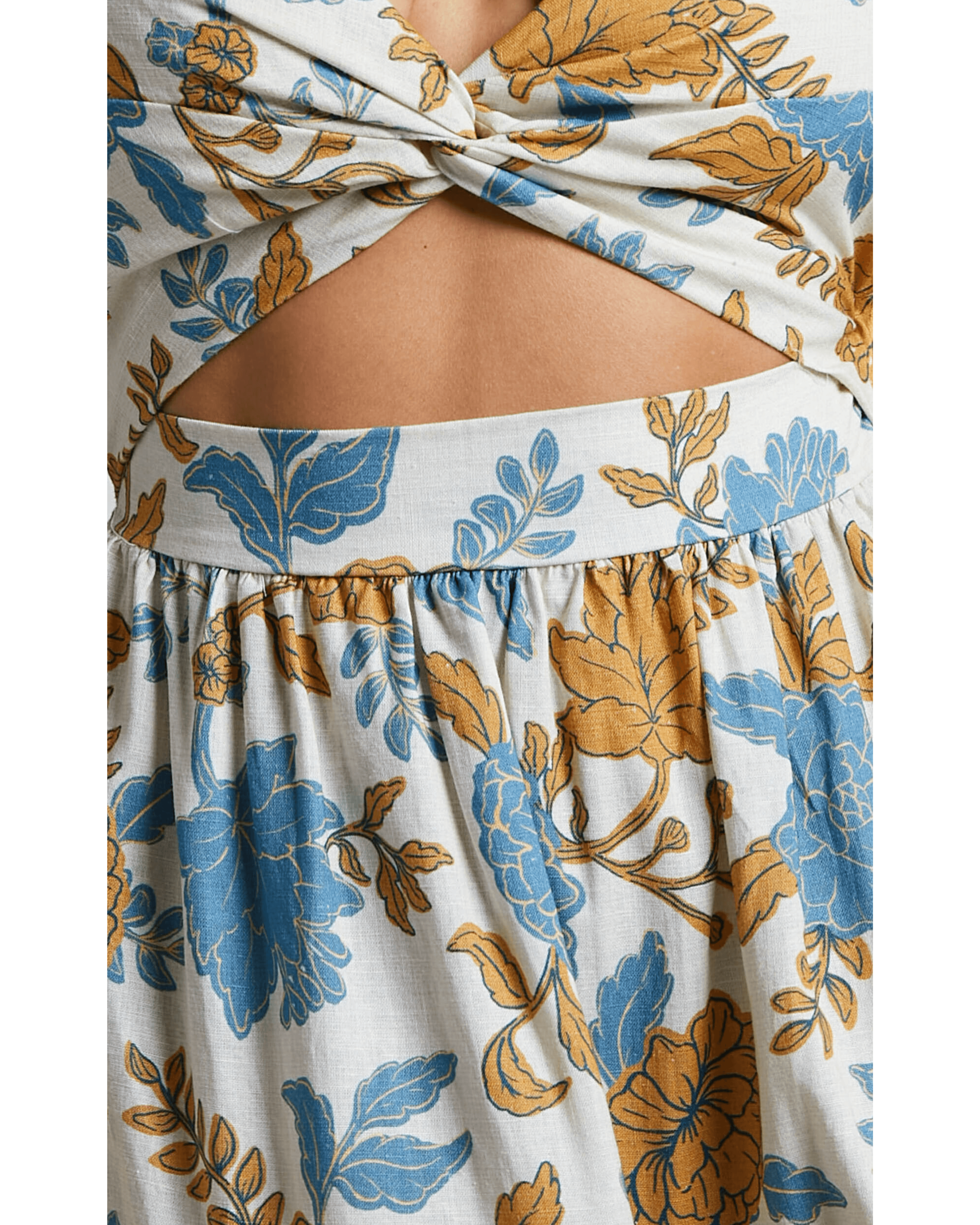 Emerita Linen Blend Sweetheart Twist Front Tie Back Midi Dress - Endless - UAE Rental and Resale for Women's Fashion