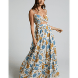 Emerita Linen Blend Sweetheart Twist Front Tie Back Midi Dress - Endless - UAE Rental and Resale for Women's Fashion