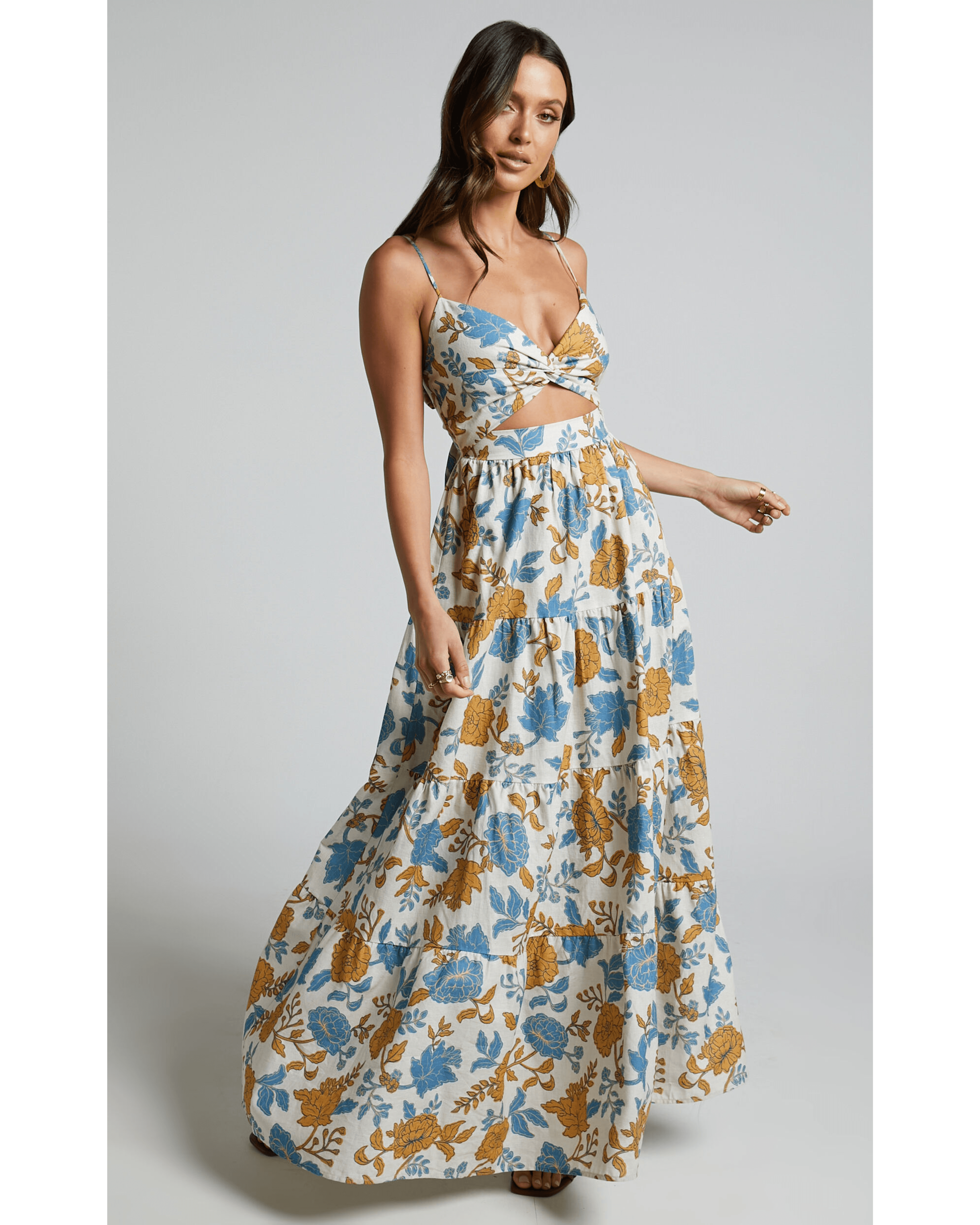 Emerita Linen Blend Sweetheart Twist Front Tie Back Midi Dress - Endless - UAE Rental and Resale for Women's Fashion
