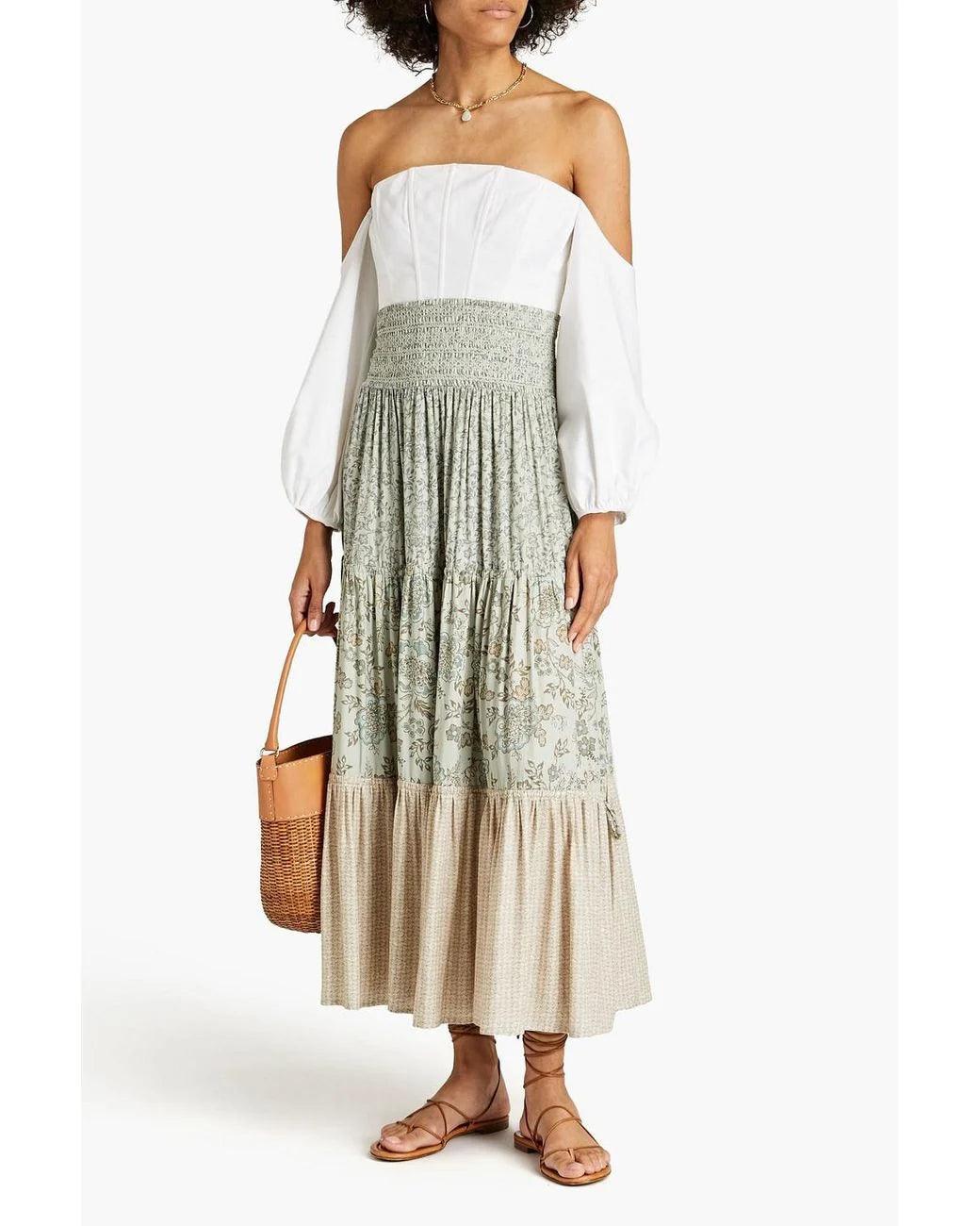 Emica Mina Shirred Floral-print Modal Midi Skirt - Endless