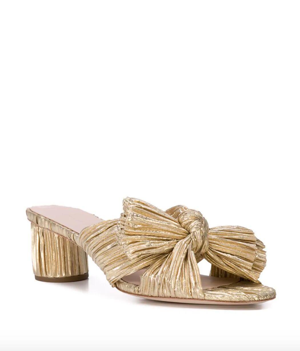 Emilia Pleated Knot Mules in Gold - Endless - UAE Rental and Resale for Women's Fashion