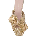 Emilia Pleated Knot Mules in Gold - Endless - UAE Rental and Resale for Women's Fashion