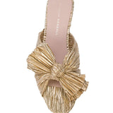 Emilia Pleated Knot Mules in Gold - Endless - UAE Rental and Resale for Women's Fashion