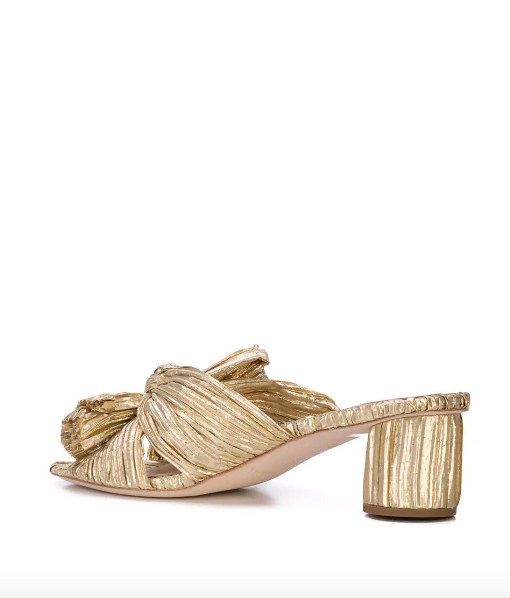 Emilia Pleated Knot Mules in Gold - Endless - UAE Rental and Resale for Women's Fashion