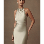 Esther Iridescent Satin Cowl Maxi Dress - Endless - UAE Rental and Resale for Women's Fashion