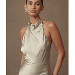 Esther Iridescent Satin Cowl Maxi Dress - Endless - UAE Rental and Resale for Women's Fashion