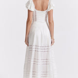 Eviana Ivory Real Silk Puff Sleeve Dress