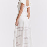 Eviana Ivory Real Silk Puff Sleeve Dress