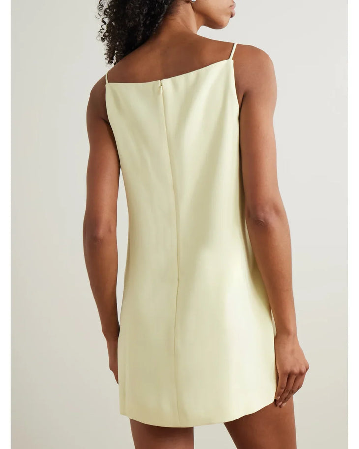 Pale yellow sleeveless crepe mini dress with golden rose appliqués — Self-Portrait | Endless UAE