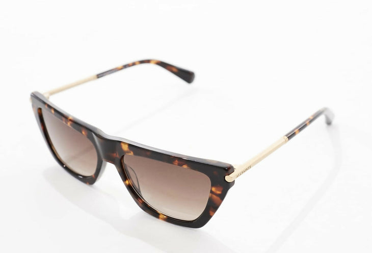 Tortoiseshell cat-eye sunglasses with gold metal temples and gradient brown lenses — All Saints | Endless UAE
