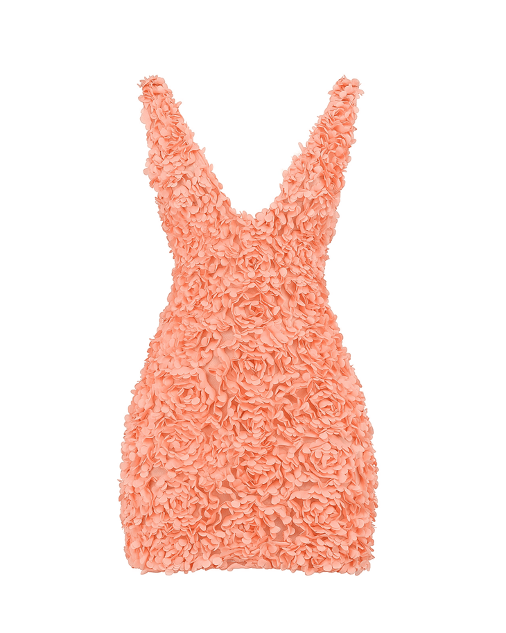 Faena Sorbet Plunge Floral Applique Mini Dress - Endless - UAE Rental and Resale for Women's Fashion
