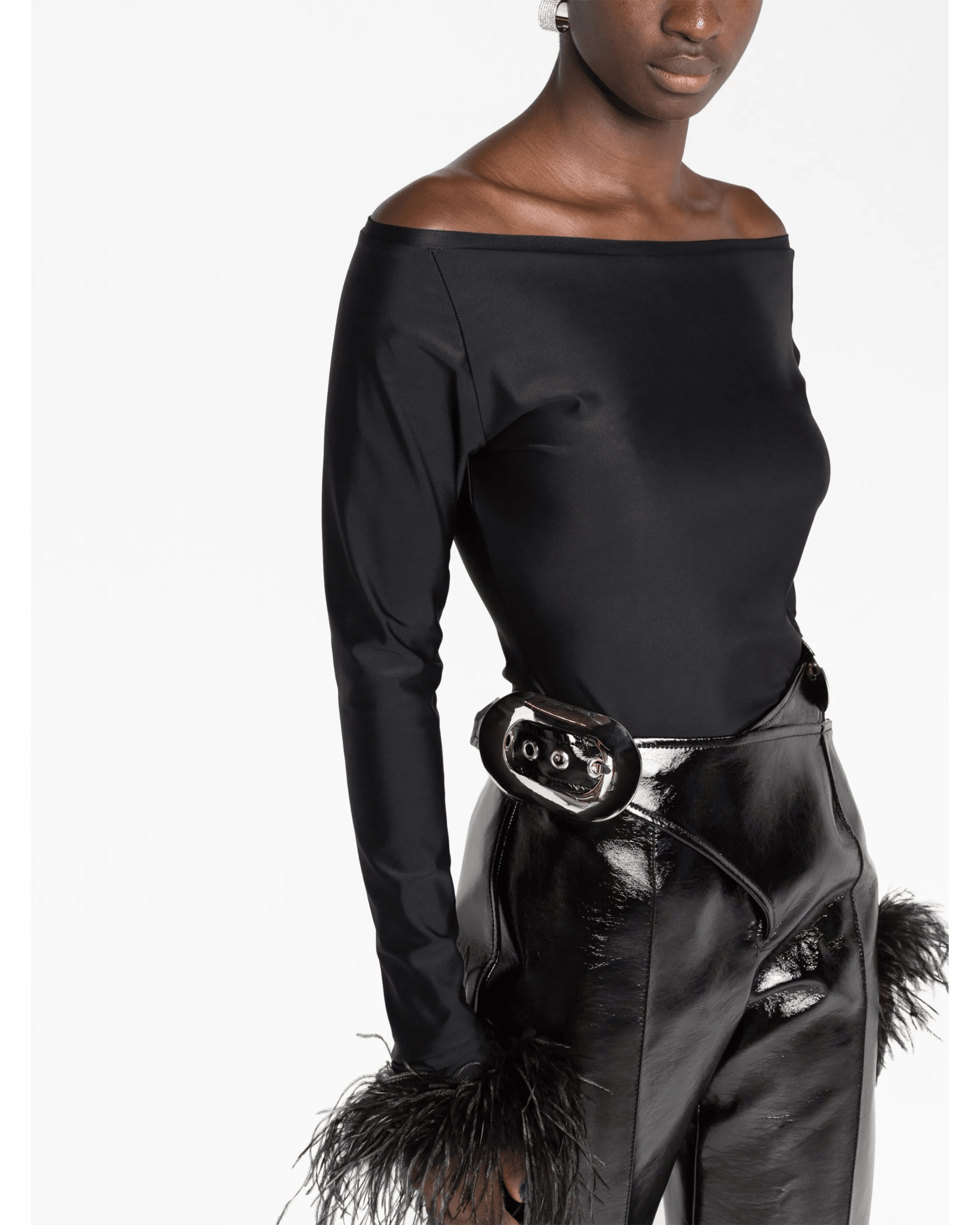 Feather-cuffs Long Sleeve Top - Endless - UAE Rental and Resale for Women's Fashion