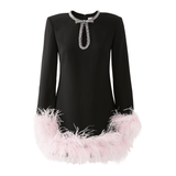 Feather-trimmed Mini Dress in Crepe - Endless - UAE Rental and Resale for Women's Fashion