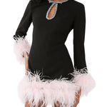 Feather-trimmed Mini Dress in Crepe - Endless - UAE Rental and Resale for Women's Fashion