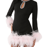 Feather-trimmed Mini Dress in Crepe - Endless - UAE Rental and Resale for Women's Fashion