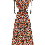 Woman wearing Guaguanco Midi Dress in colorful floral print with 3/4 sleeves — Agua By Agua Bendita | Endless UAE