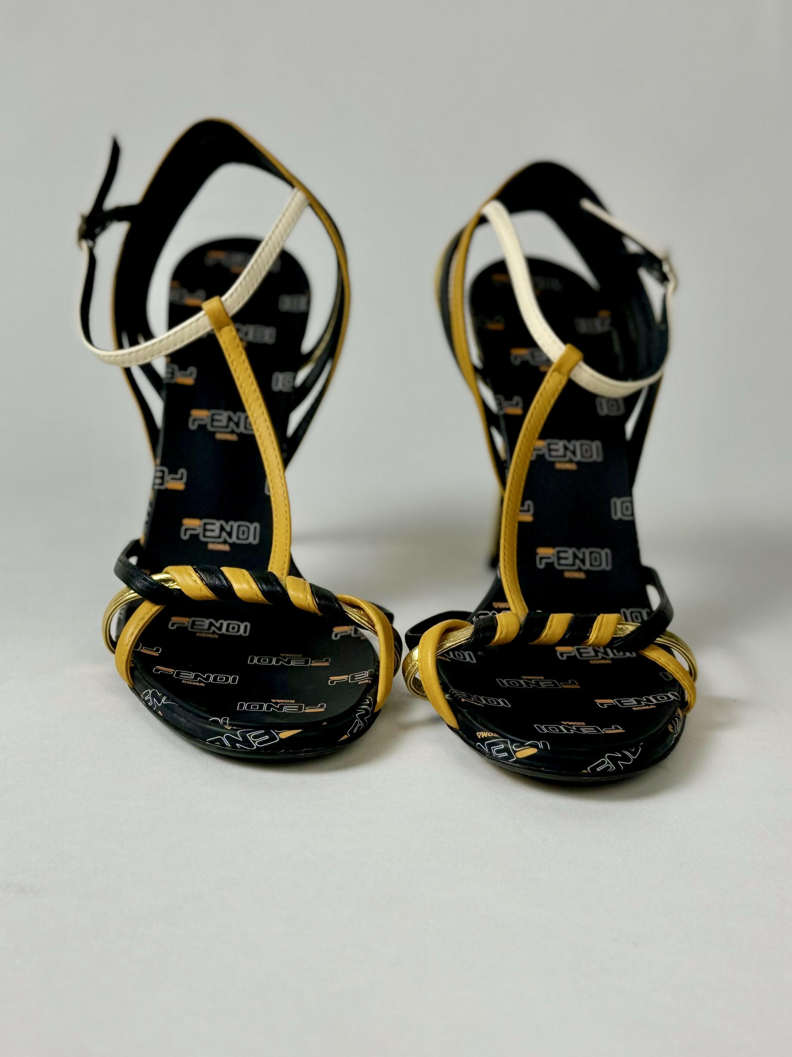 Fila Yellow Black White Leather Women's Strappy Heels - Endless - UAE Rental and Resale for Women's Fashion