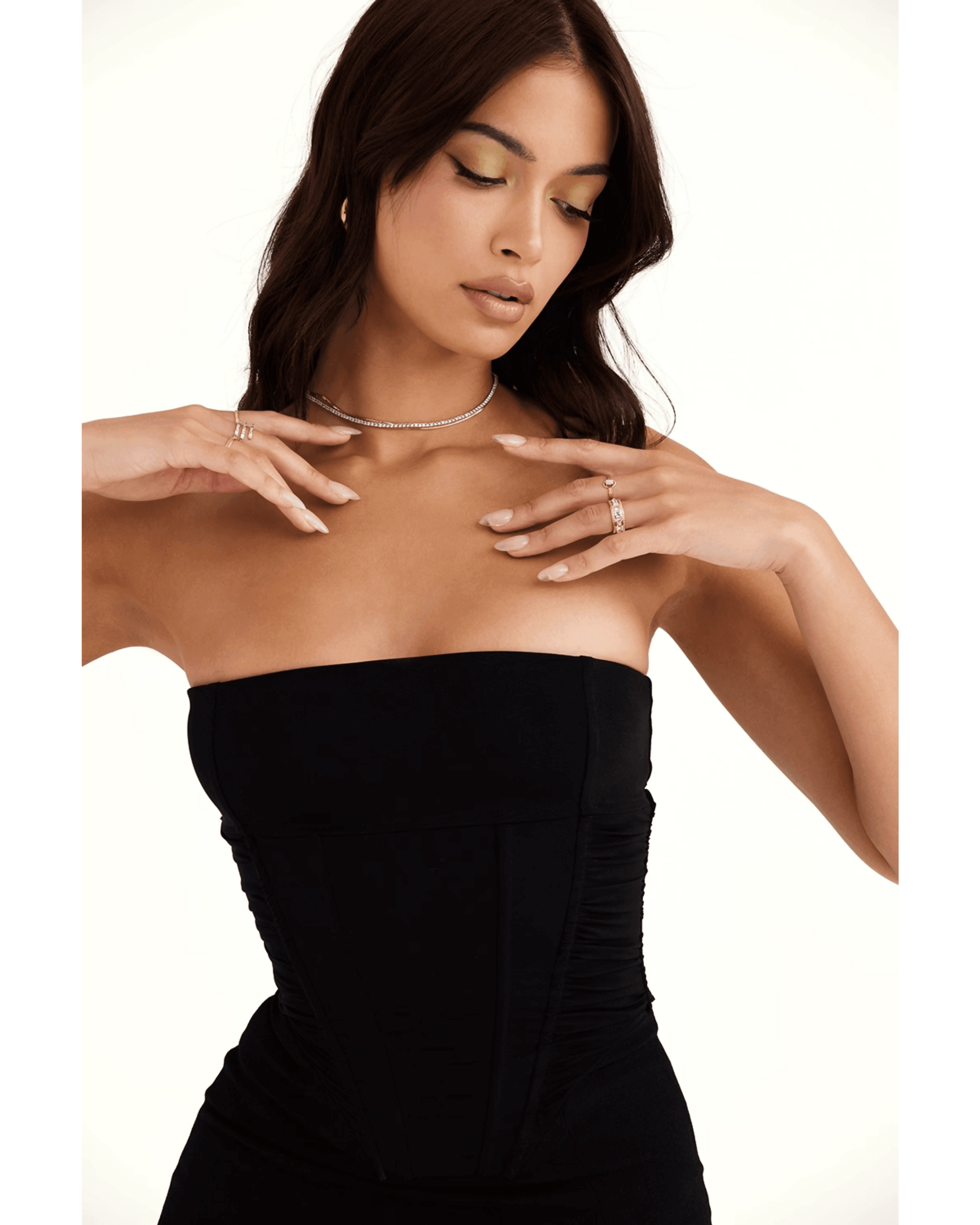 Fionula Black Strapless Corset Dress - Endless - UAE Rental and Resale for Women's Fashion