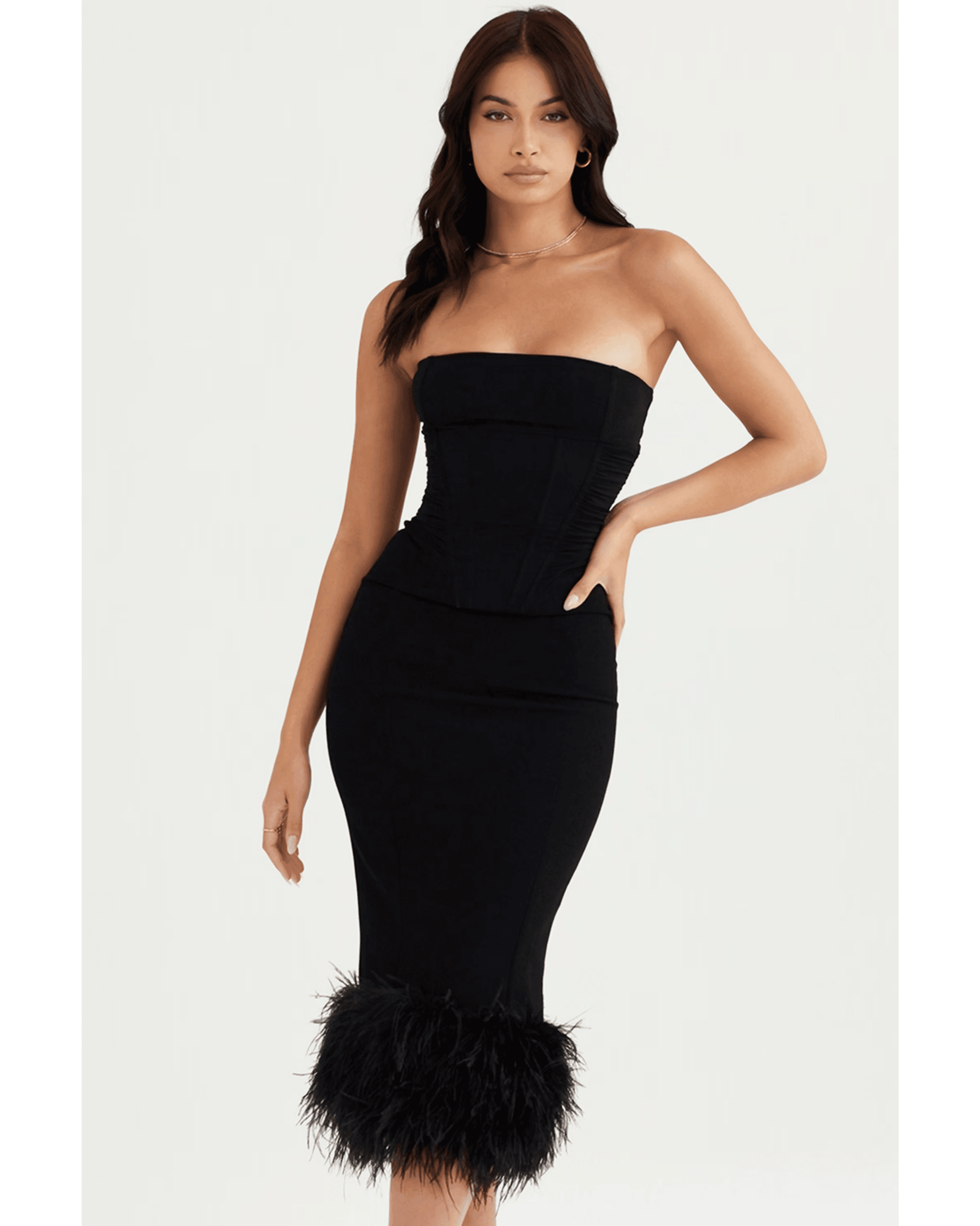 Fionula Black Strapless Corset Dress - Endless - UAE Rental and Resale for Women's Fashion