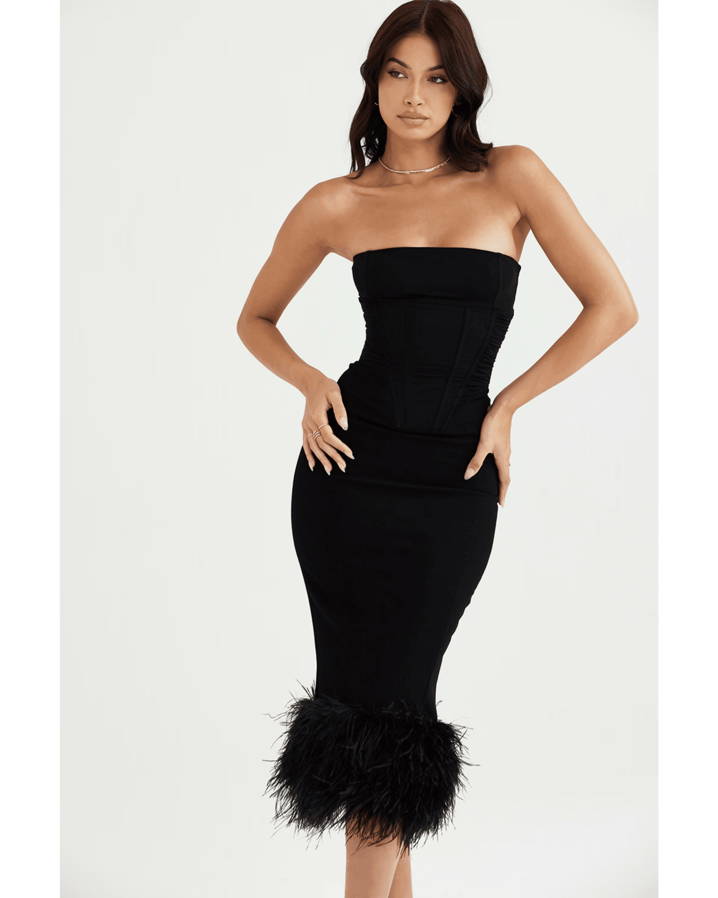 Fionula Black Strapless Corset Dress - Endless - UAE Rental and Resale for Women's Fashion